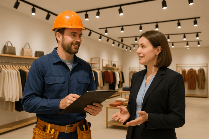 commercial electrician meeting with store manager commercial electrician meeting with store manager