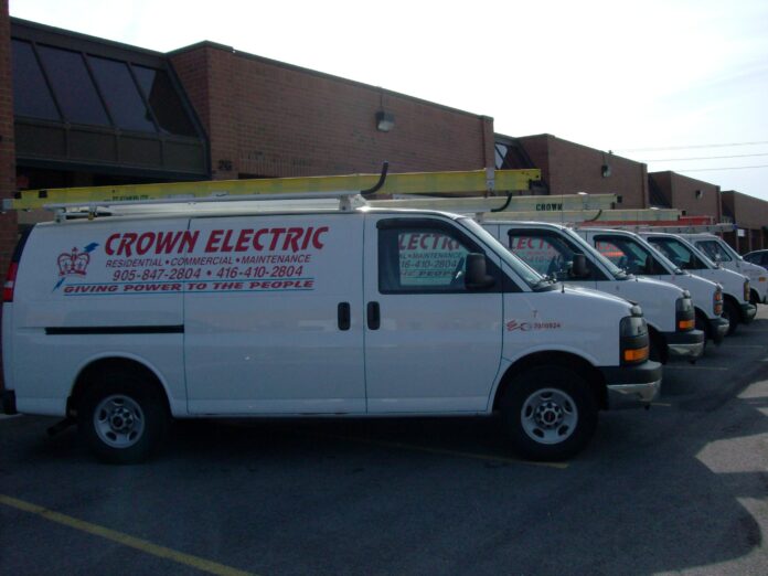 crown 5 trucks 3 crown electrics etobicoke electrician trucks