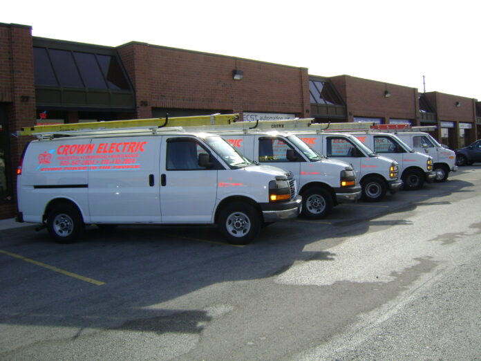 crown electrics 5 trucks service trucks for mississauga electrician