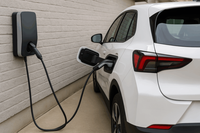 ev charger installation burlington electric vehicle being charged in garage