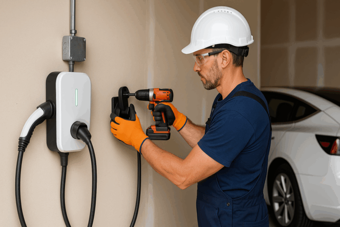 ev-charger-installation-in-mississauga-home-garage ev charger installed in garage