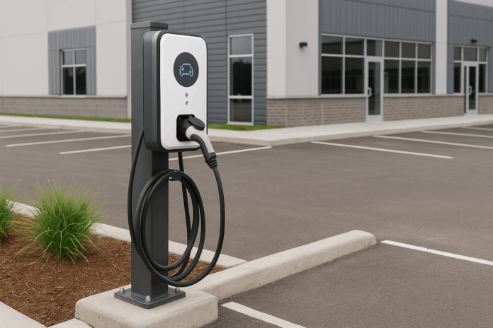 ev_charger_installation_in_commercial_property_parking_lot ev charger on commercial property