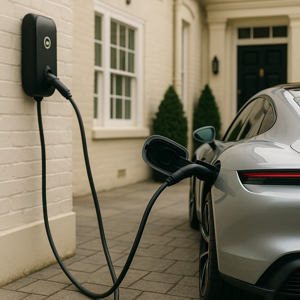 expensive electric vehicle being charged expensive electric vehicle being charged