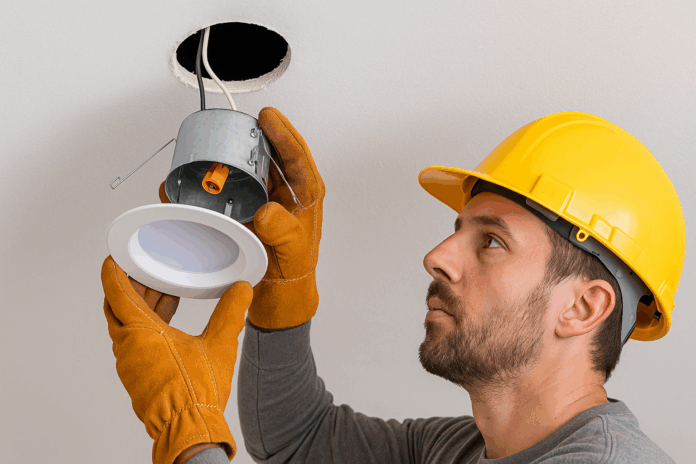 residential electrician mississauga electrician installing residential pot lights