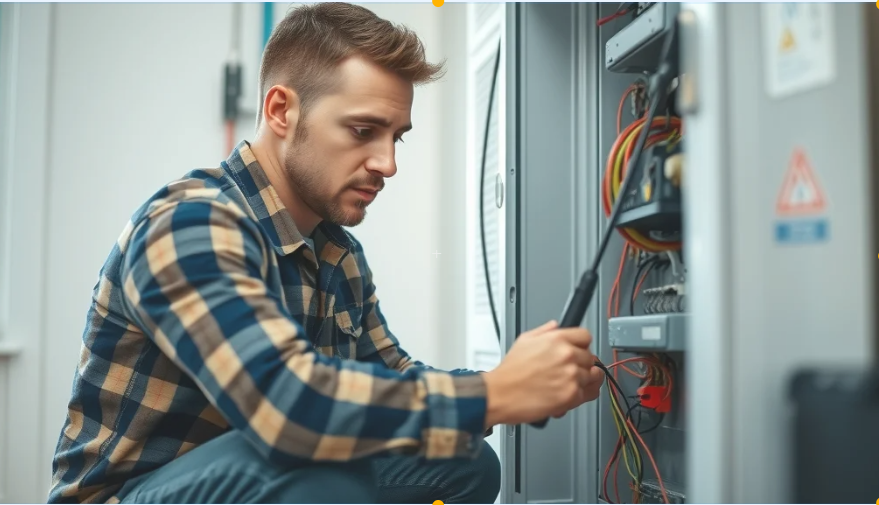 Electrician Humbervale Humbervale electrician working on control panel