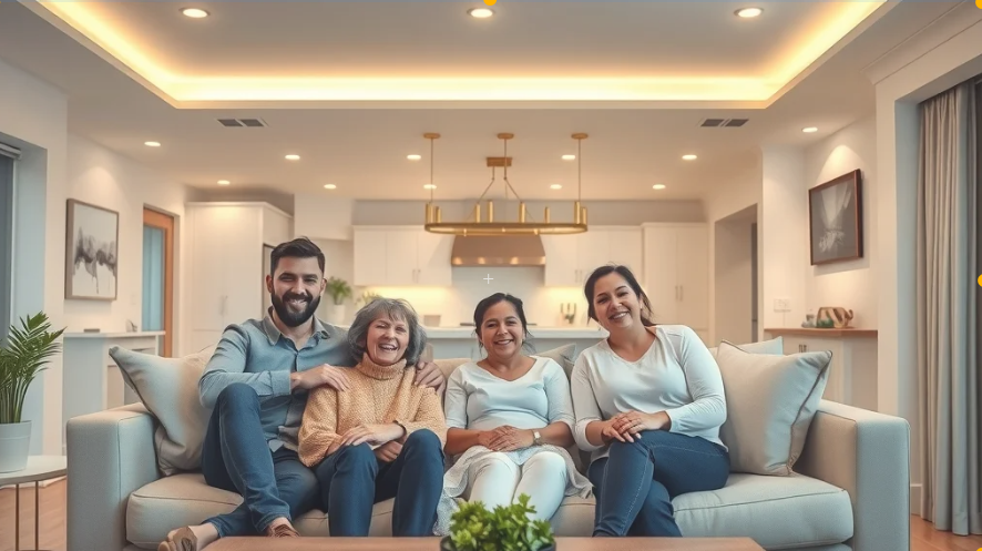 Light Installation Etobicoke family enjoying new light installation in Etobicoke