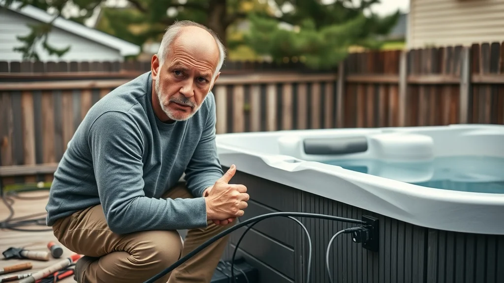 Homeowner puzzled by wiring near a hot tub, showing the risks of DIY hot tub wiring in Oakville.