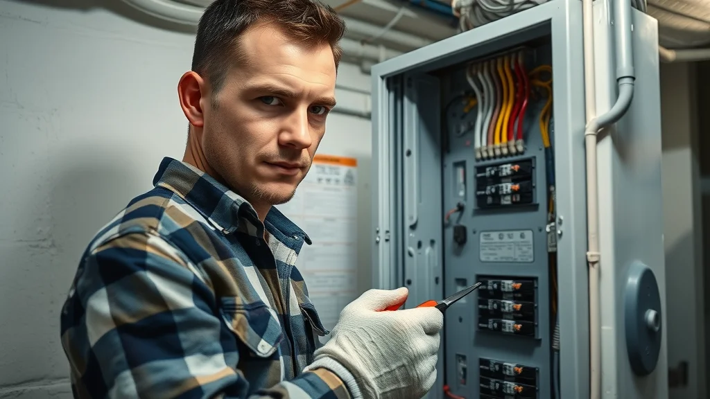 Electrician performing a panel upgrade in a Mississauga home basement, meeting certified electrical safety standards and quality workmanship.
