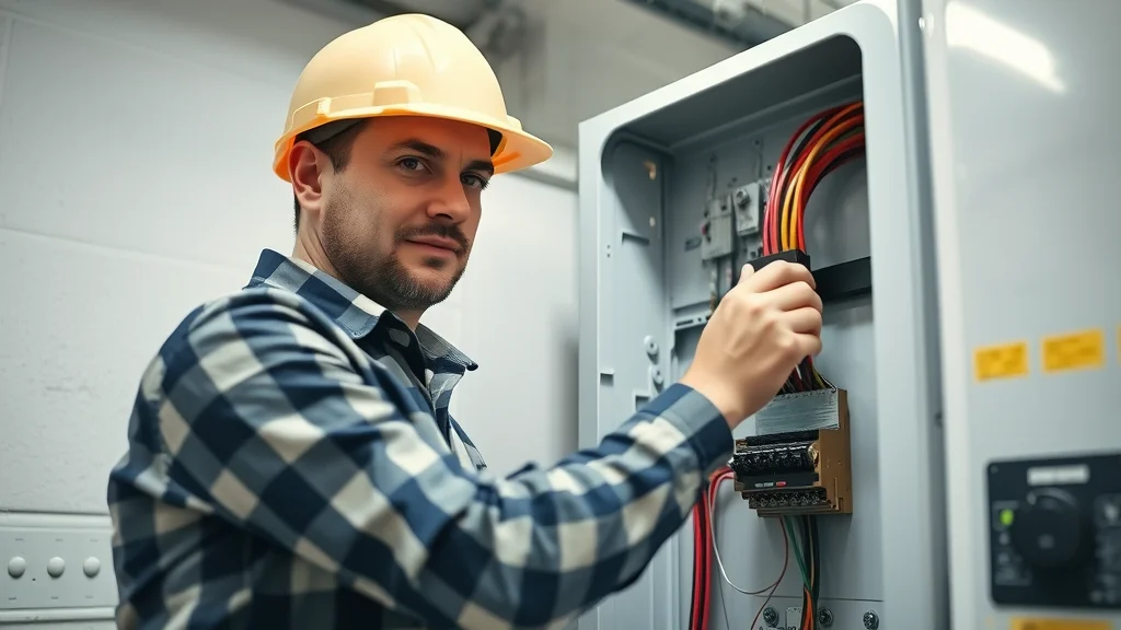 Professional licensed electrician safely wiring a new electrical panel during a breaker box upgrade in Mississauga