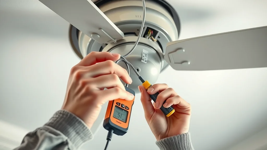 proper electrical wiring for ceiling fan installation close-up, showing electrical safety and compliance