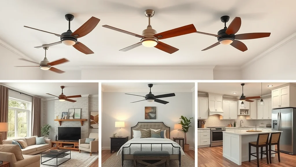 variety of modern and traditional ceiling fans installed in Mississauga homes, showing design options
