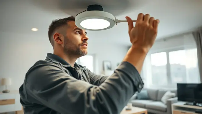 pot light installation: Professional electrician installing LED pot light in Mississauga home ceiling. pot light installation: Professional electrician installing LED pot light in Mississauga home ceiling.