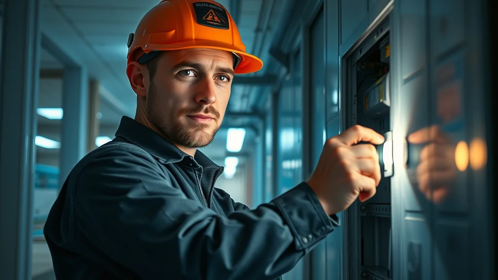 licensed electrical contractor in mississauga providing emergency repair services at night in modern commercial building