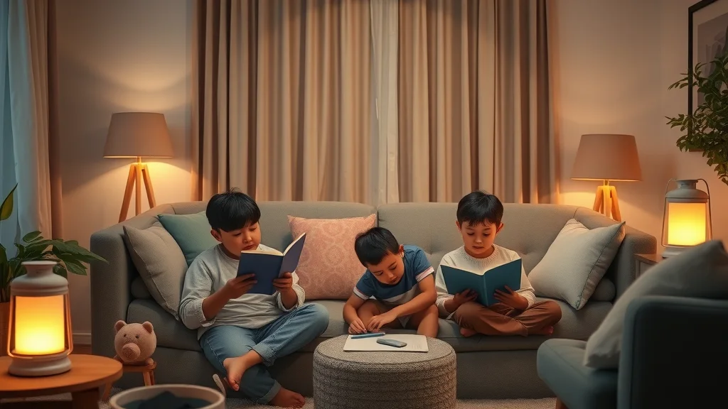Family practicing electrical safety during blackout in Mississauga with lanterns and unplugged appliances — guidance from emergency electrician.