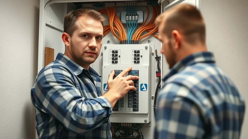 Licensed electrician installing a clean electrical panel following electrical code oakville, Oakville basement utility room with organized wiring
