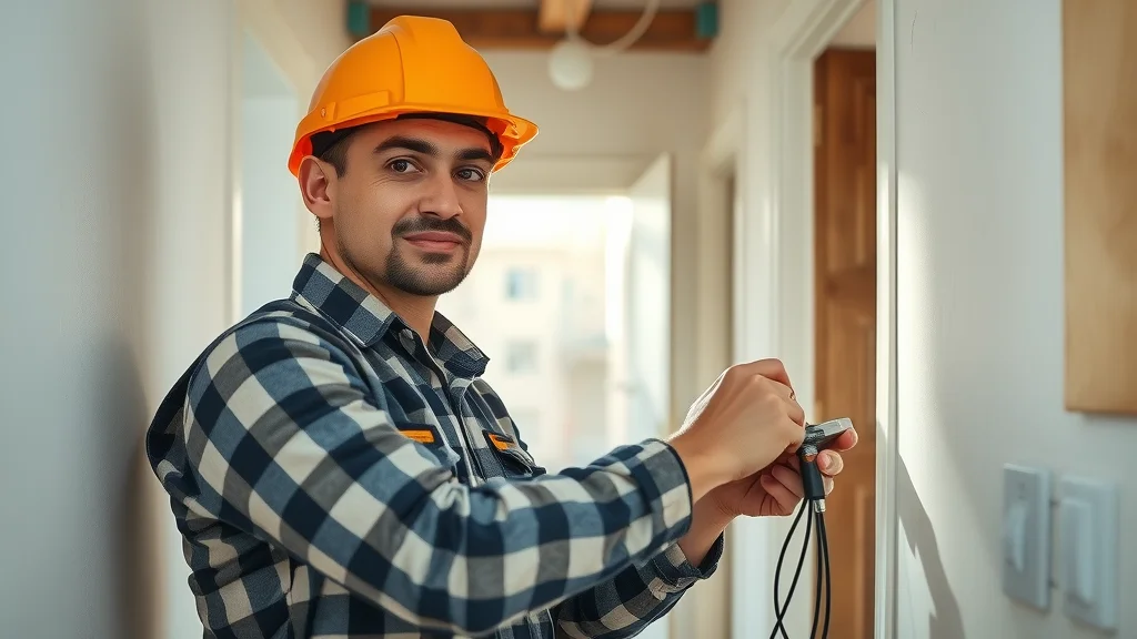 Certified electrician performing knob and tube replacement in a Mississauga home hallway, showing modern wiring installation