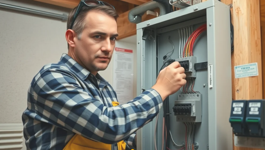 electrician shoreacres certified electrician Shoreacres upgrading electrical panel in residential basement with labeled wiring
