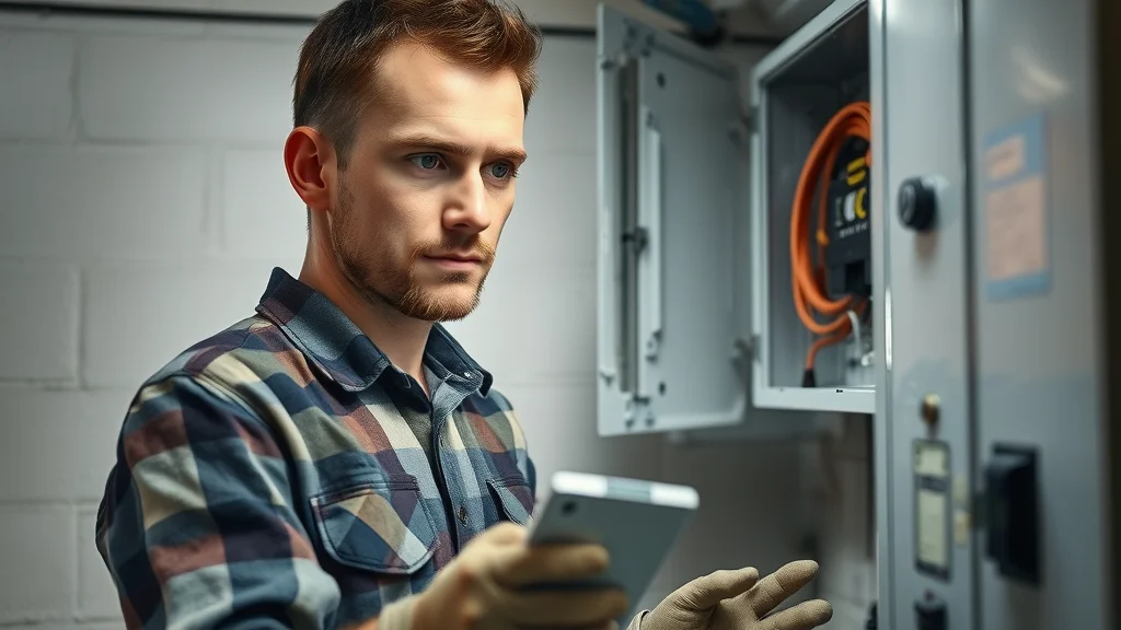 Electrician faqs oakville: Professional inspecting modern home electrical panel in Oakville, hands-on with testing equipment, clean wiring, bright LED lighting