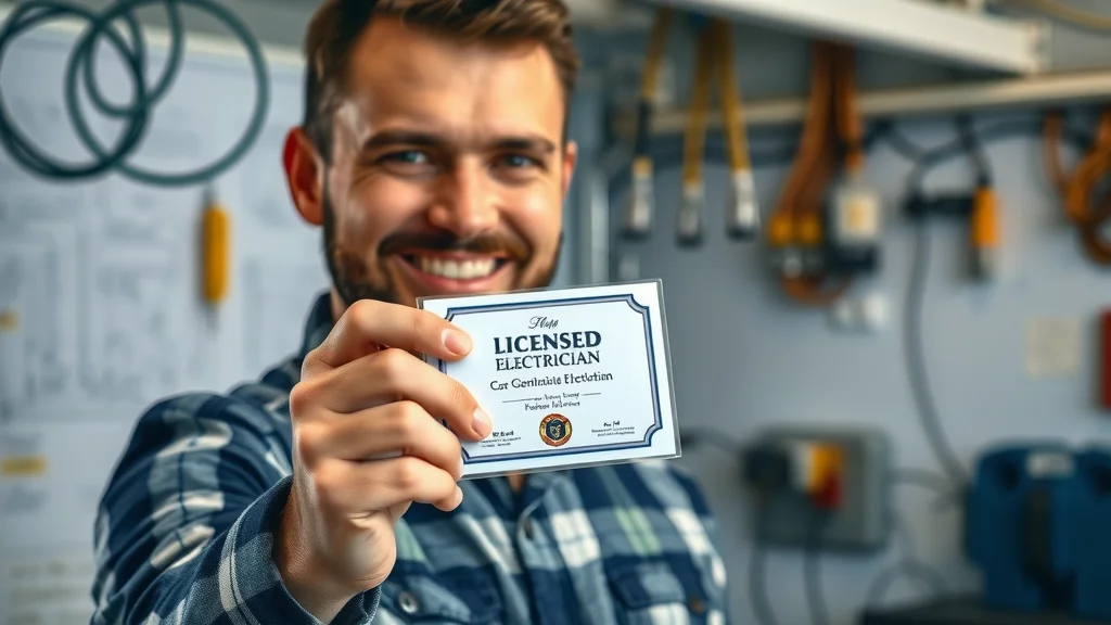Licensed electrician Oakville proudly displaying an Ontario certification badge