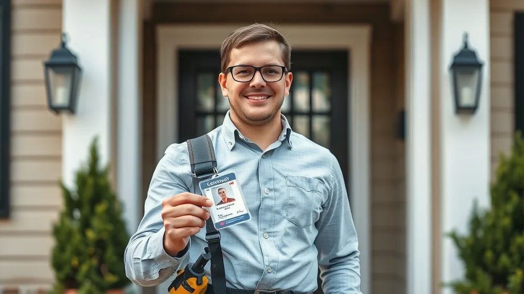 Licensed Oakville electrician with ID badge, representing best electrician in Oakville reviews professionalism