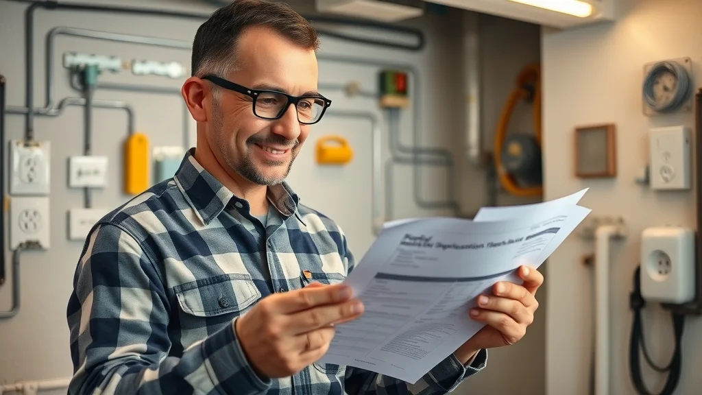 Inspector reviewing safety checklist after basement wiring Burlington renovation