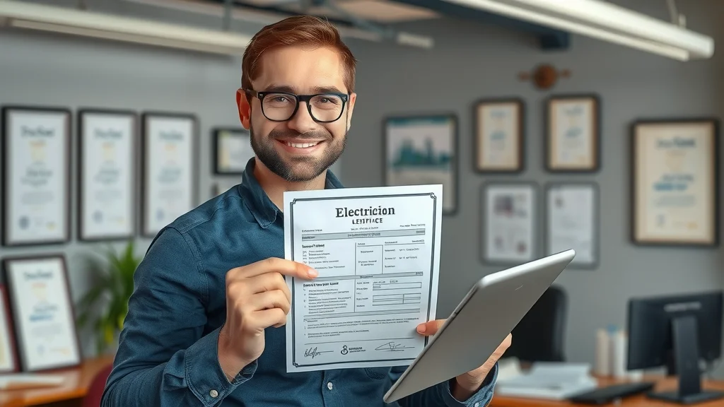 Confident expert electrician with license and checklist, best electrician near me Burlington