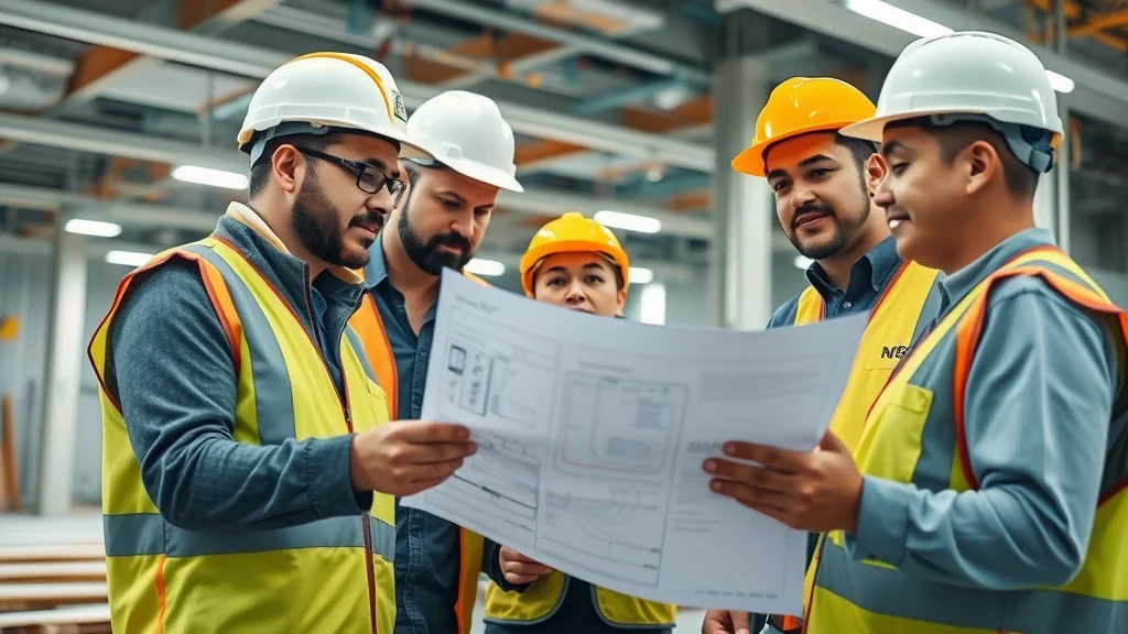commercial electricians in etobicoke reviewing wiring blueprints for a new build