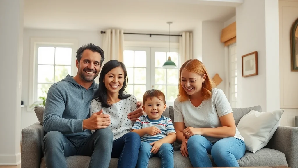 happy Oakville family enjoying renovated home with new modern electrical fixtures