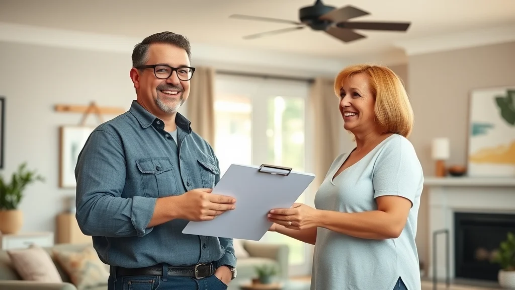 Oakville homeowner shaking hands with a smiling, licensed electrician Oakville in a renovated living room