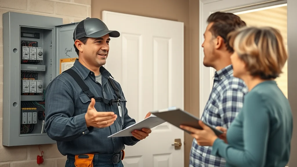Burlington electrician explaining panel upgrade to homeowner