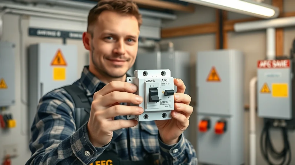 Professional Canadian electrician safely holding AFCI breaker in Etobicoke residential panel upgrade