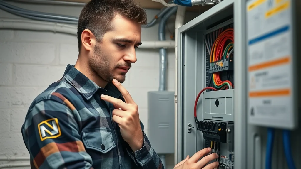 Detail-oriented electrician examining a panel upgrade for best electrician in Oakville reviews