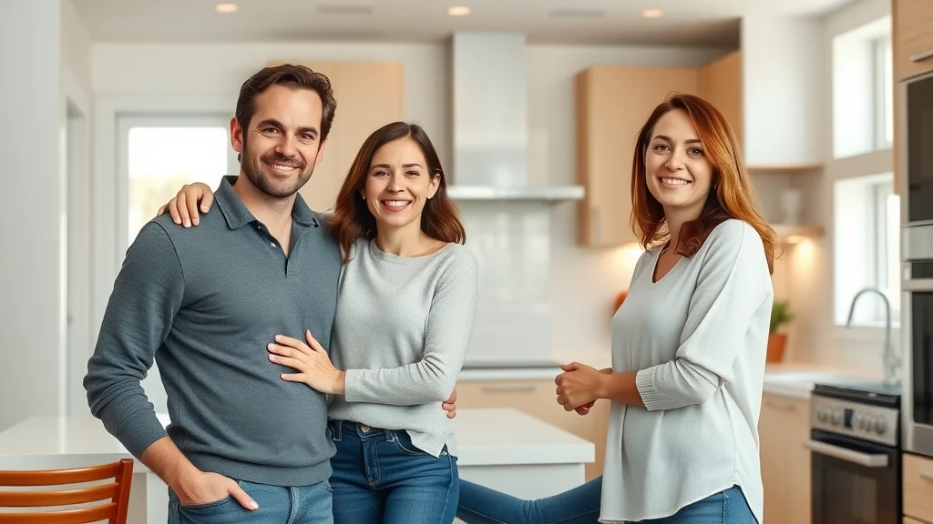 Satisfied Oakville family celebrating home renovation with upgraded electrical work and new lighting