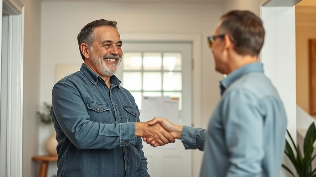 Reassured Burlington homeowner shaking hands with a licensed electrician, symbolizing safety and satisfaction after professional electrical service in Burlington Ontario.