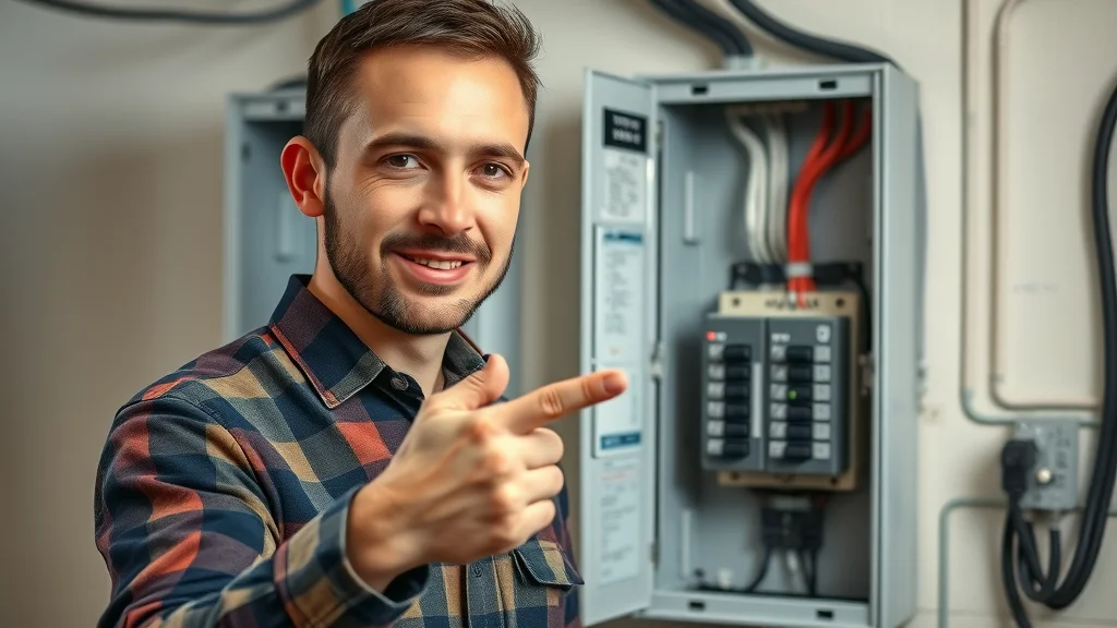 Professional electrician comparing 100A and 200A electrical panels side-by-side in Etobicoke; electrical contractor demonstrating panel upgrade and replacement differences in a modern basement setting