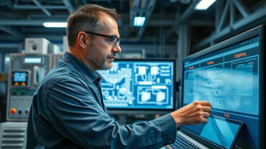 Electrical engineer examining complex industrial electrical systems in Burlington facility