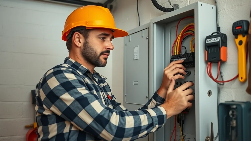 Electrician safely upgrading a home's main 200 amp electrical panel