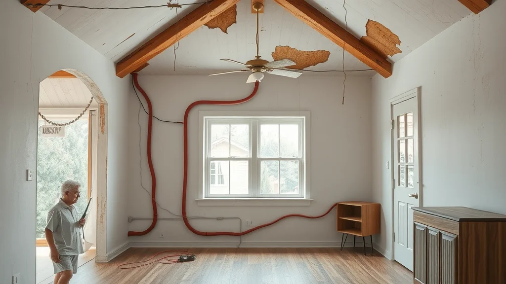 Cutaway view inside an Etobicoke home showing a contrast between old knob and tube and new copper electrical wiring, illustrating why rewiring is essential.