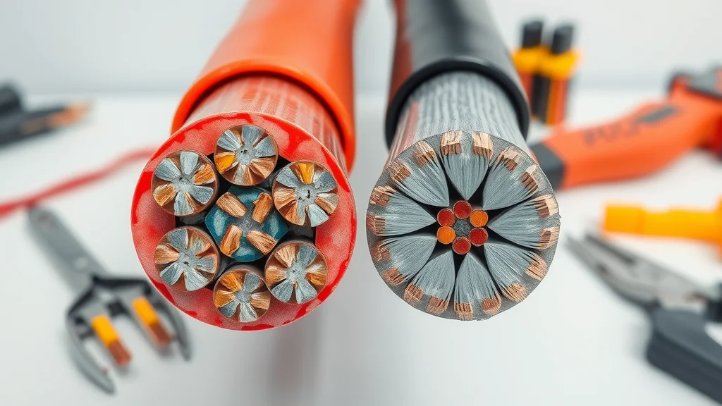 Split comparison of copper and aluminum electrical wires for fire hazard and insurance compliance