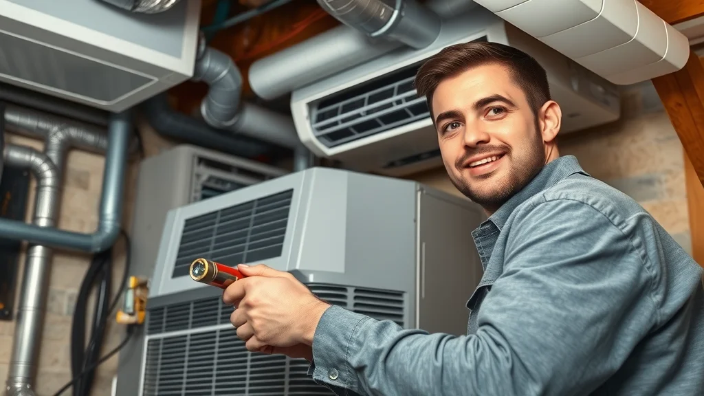 Technician installing a modern split central air system with organized ducts, central air vs heat pump installation