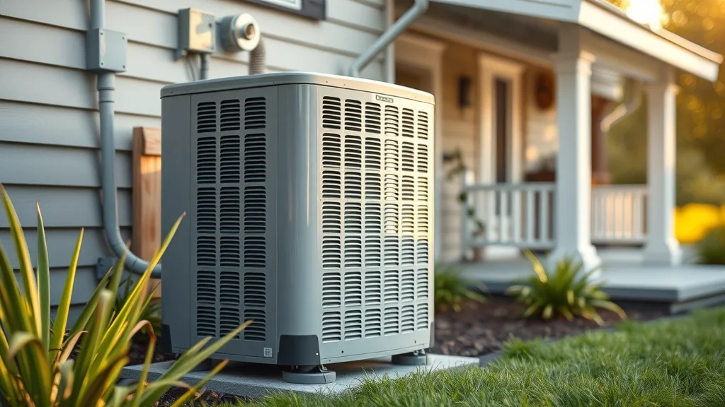 Close-up of a central air conditioner unit near a well-maintained home, central air vs heat pump installation