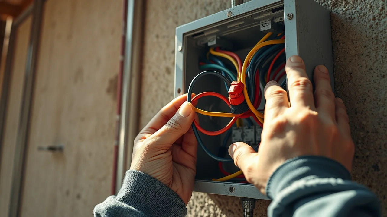 Closeup of compliant electrical wiring for Ontario electrical safety code