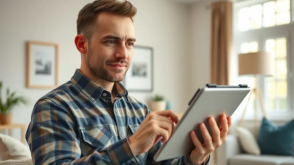 Licensed electrician reviewing checklist for electrical code violation compliance in living room