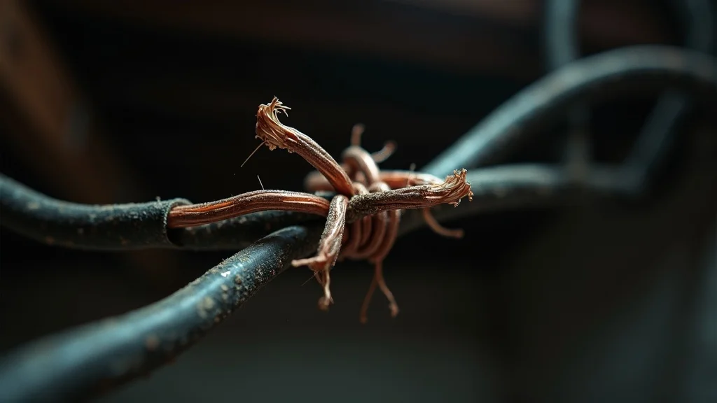 Frayed electrical wires exposed fire hazard in home inspection