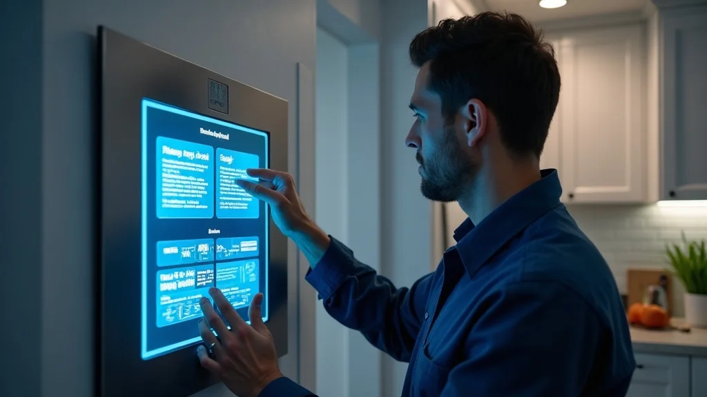 master electrician - Master electrician programming a smart home digital panel in Oakville kitchen environment