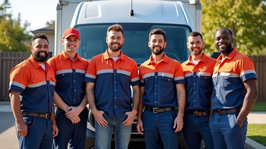 apprentice electrician - Diverse team of electricians, including a 27-year-old apprentice, in front of an Oakville home