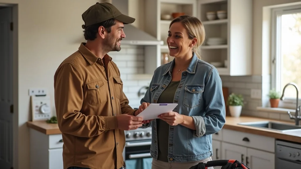Licensed electrical contractor and Mississauga homeowner reviewing inspection checklist