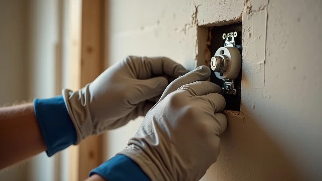 Professional electrician installing a wall outlet safely in Burlington Ontario